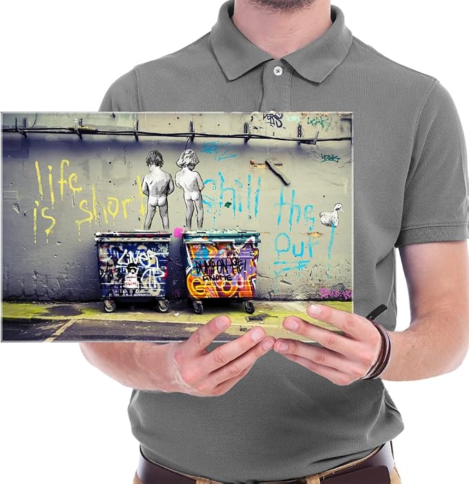 Wieco Art Gallery Wrapped Canvas Prints Life is Short Chill the Duck Out Banksy - Image 5