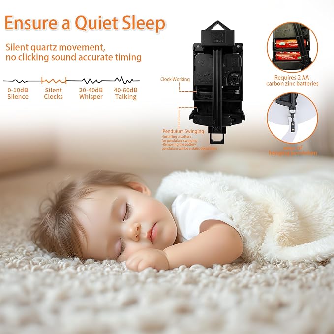 Dankeit Wall Clock, Silent Quality Quartz Battery Operated - Image 3
