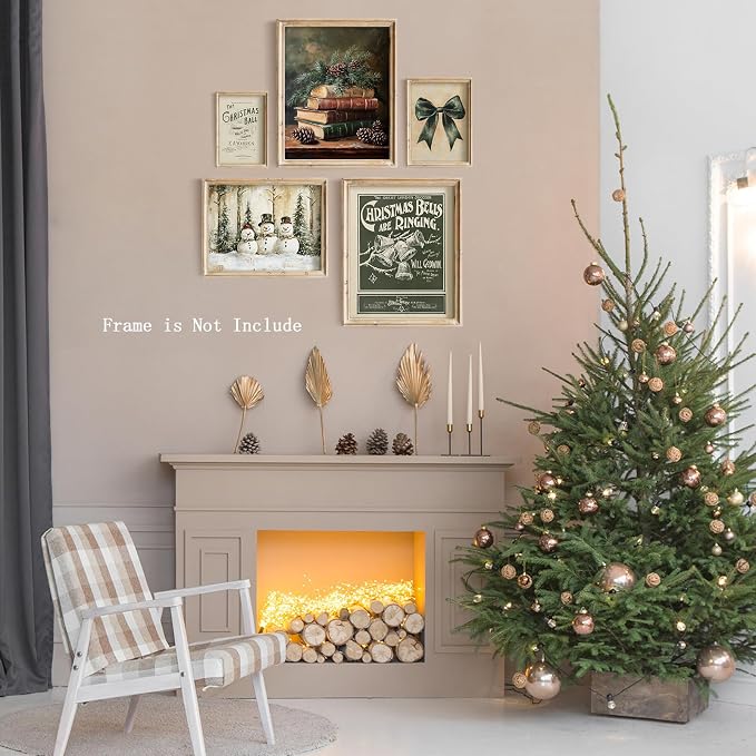 Vodefoad Vintage Dark Green Christmas Prints Set Farmhouse Christmas Gallery - Image 8