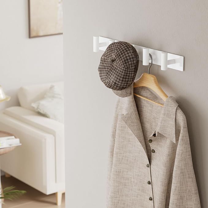 GWAAZXGZ White Wall Mounted Coat Rack – 5 T-Shaped Pegs - Image 6