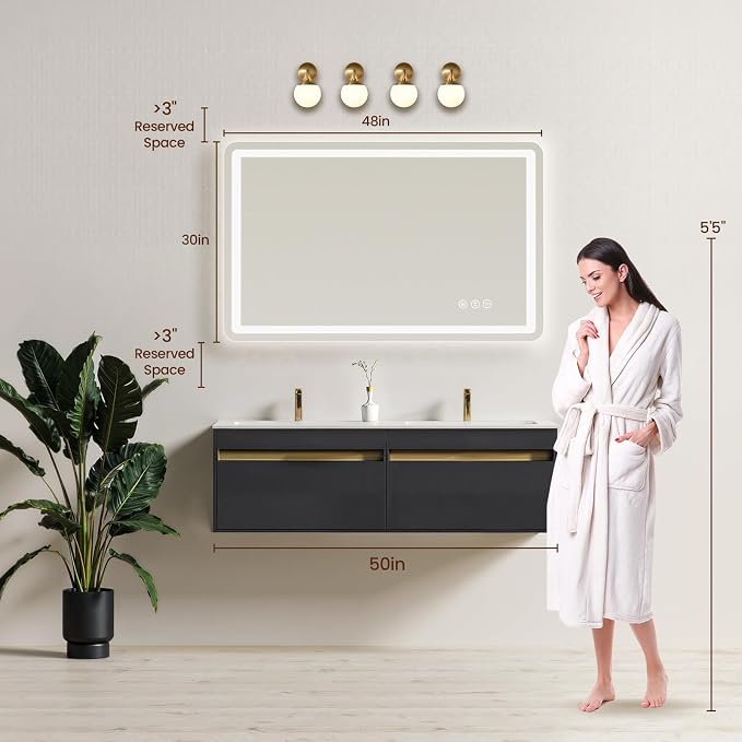 48" x 30" Led Bathroom Mirror - Image 2