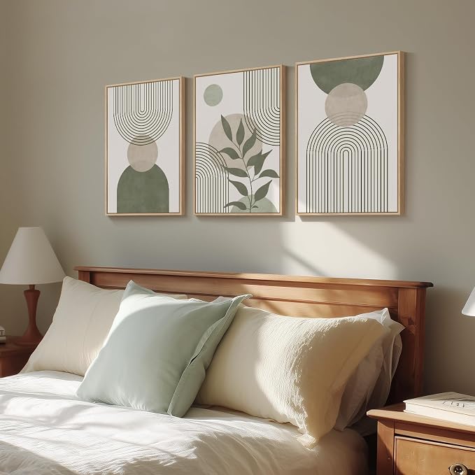 Framed Sage Green Boho Wall Art - Image 2