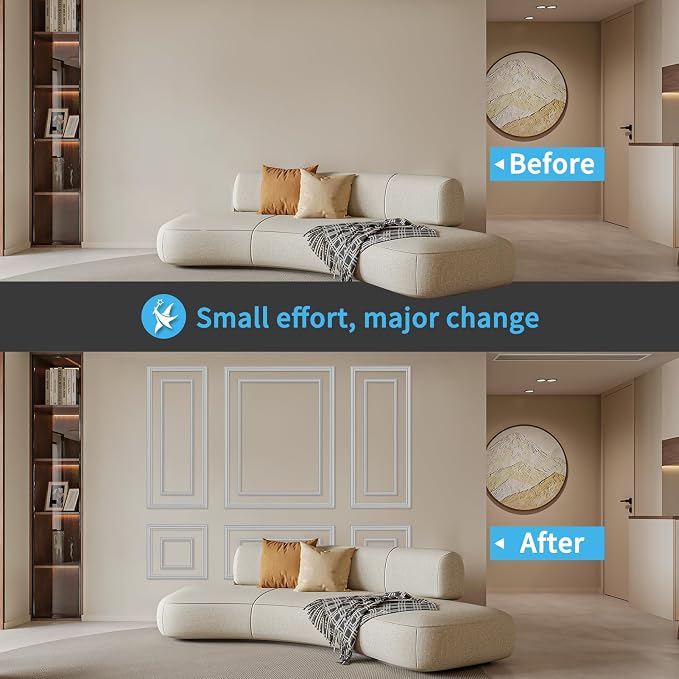 Art3d Premade Bilinear Frame Accent Molding Set, Pre-Cut Decorative Wainscoting - Image 2