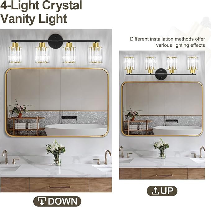 Crystal Bathroom Light Fixtures, Bathroom Lighting Fixtures Over Mirror - Image 5