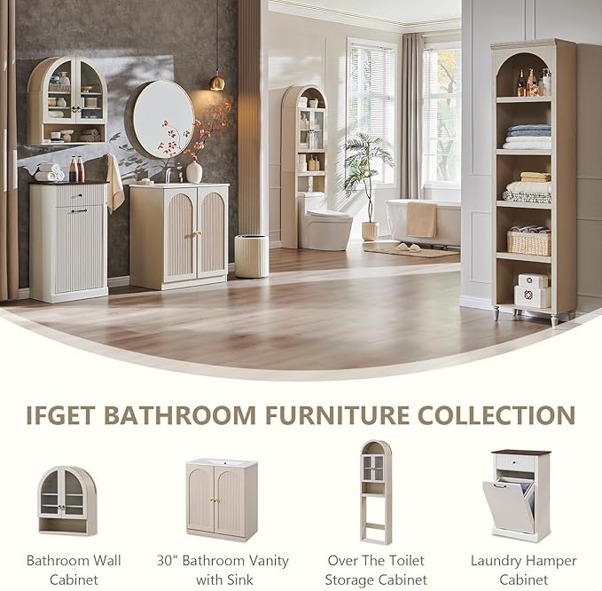 IFGET Bathroom Arched Wall Cabinet, 23.6'' Wide Medicine Cabinet - Image 7