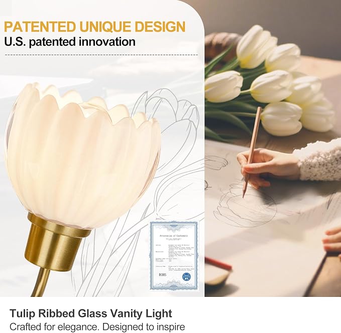 Bathroom Light Fixtures, 3-Light Gold Vanity Light Fixtures - Image 6