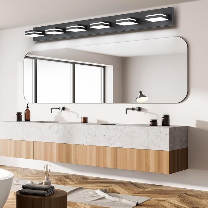 SineRise LED Modern Bathroom Vanity Light Fixtures, Matte Black Modern Acrylic - Image 6