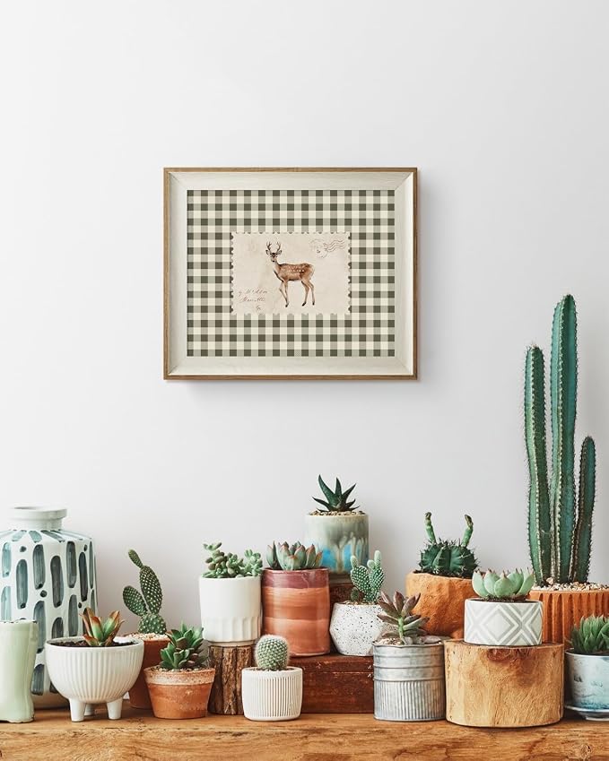 VIYYIEA Framed Wall Art for Living Room, Sika Deer Stamp Canvas Prints - Image 5