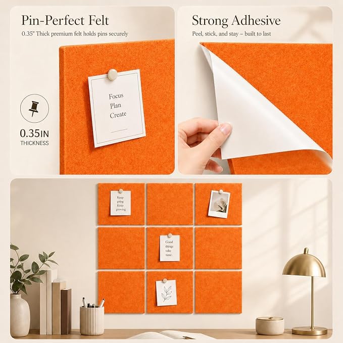 Large Cork Boards for Walls – 48" x 36" Self Adhesive Felt Wall Tiles - Image 4