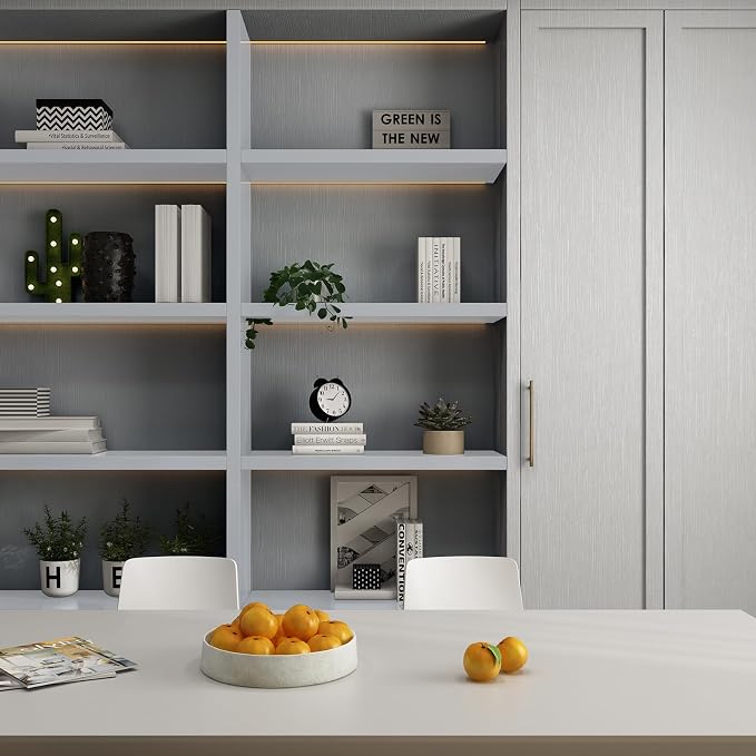 FUKU MON 23.6" X 393" Light Gray Wallpaper Peel and Stick Contact Paper Solid - Image 4