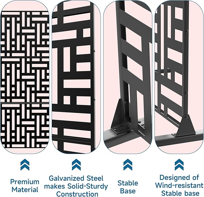 MTART Metal Privacy Screen 72" H x 47.2" Decorative Outdoor Privacy Screen - Image 3