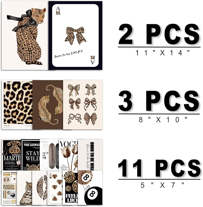 ANERZA 16 PCS Stockholm Style Room Decor, Cheetah Print Leopard Gallery Wall - Image 2