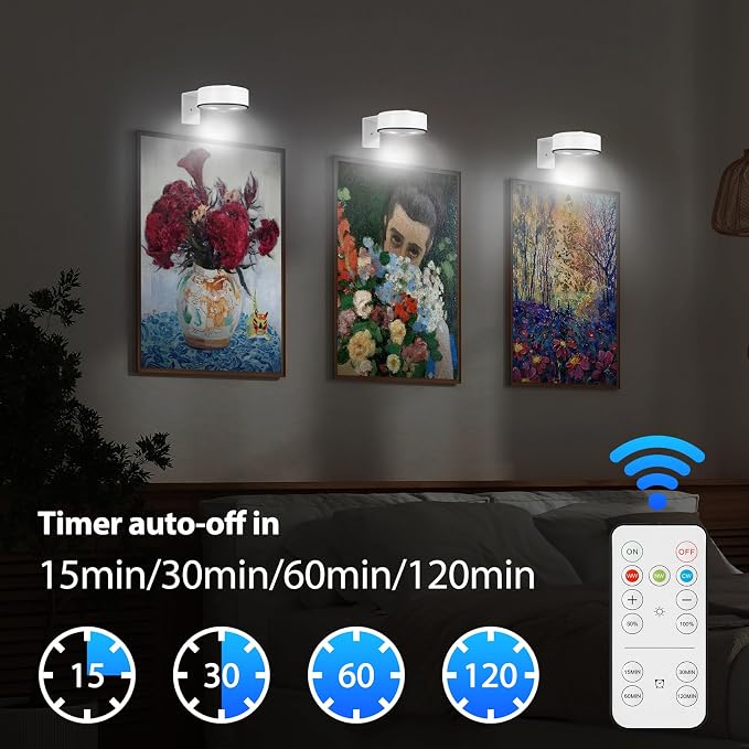 Arixinks 3Pcs Battery Picture Lights, Remote Painting Light - Image 6