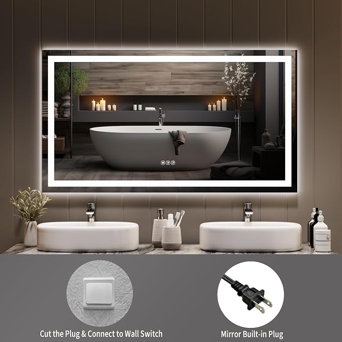 LED Bathroom Mirror 50 x 28 inch, Lighted Bathroom Vanity Mirror - Image 2