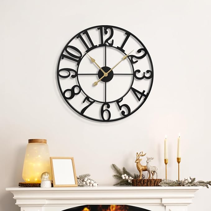 LEIKE Large Wall Clocks, Non Ticking, Battery Operated Small Vintage Round - Image 5