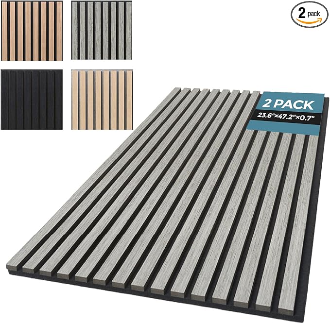 AKUMAX 2 Pack Acoustic Panels, Wood Slat by AKUMAXWOODWALLPANELS
