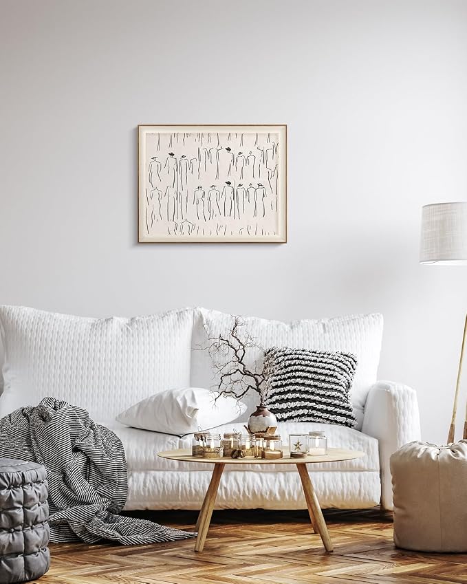 VIYYIEA Framed Wall Art for Living Room, Sketch Canvas Prints, Minimalist Home - Image 3