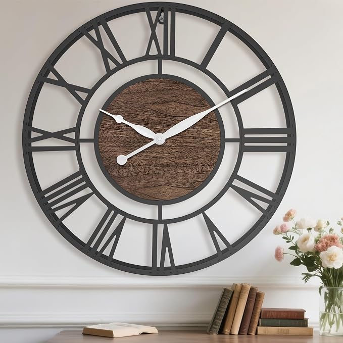 Pytha Sight 24 Inch Large Oversized Farmhouse Modern Decorative Wall Clock by Pytha+Sight