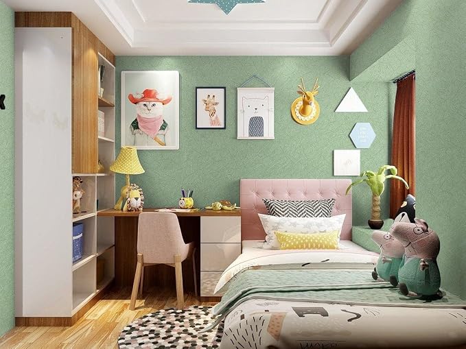Abyssaly Green Peel and Stick Wallpaper Embossed Silk Textured Wallpaper 15.7" - Image 5