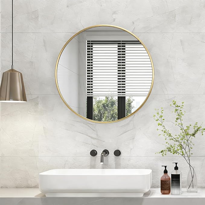 NEWBULIG 28 Inch Round Wall Mirror, Bathroom Mirror - Image 7