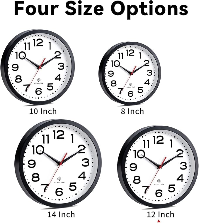 Roymnie Atomic Wall Clock 12 Inch, Modern Clock Battery Operated Classic Analog - Image 5