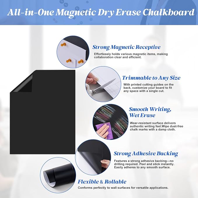 Magnetic Chalkboard Contact Paper Adhesive 39.37" x 78.74", Magnetic Chalkboards - Image 4