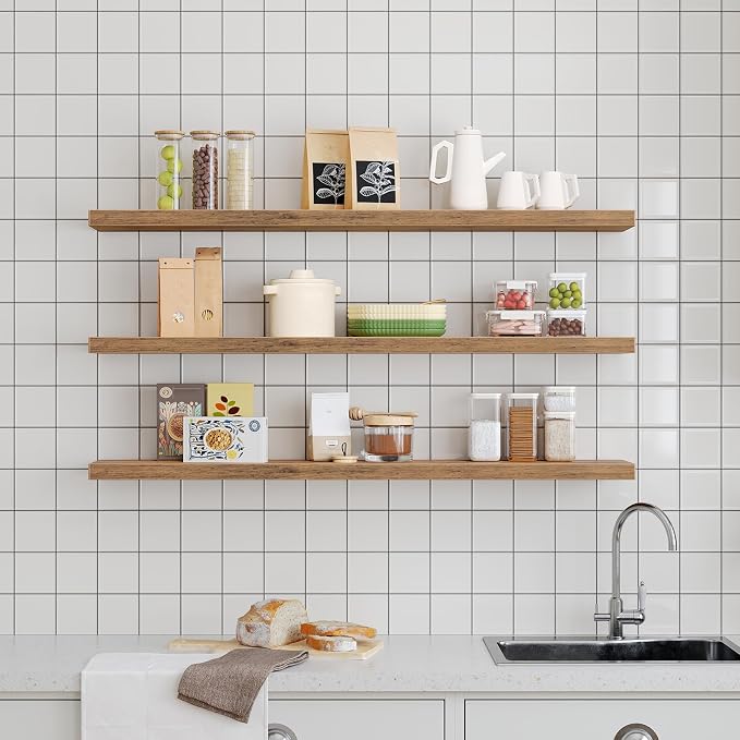RALGEND Floating Shelves for Wall, 1.5" Thick Wall Shelf Set of 3 - Image 7