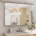 LOAAO 48X36 Inch Brushed Nickel Bathroom Mirror, Rounded Rectangle Silver Metal by LOAAO