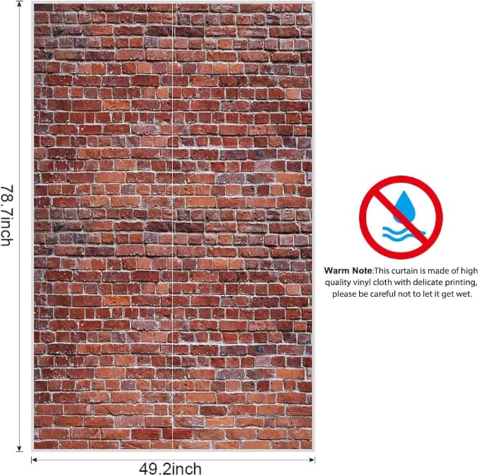 Brick Wall Party Backdrop, Wall Decoration, Curtains Door, Old Red Brick Wall - Image 3
