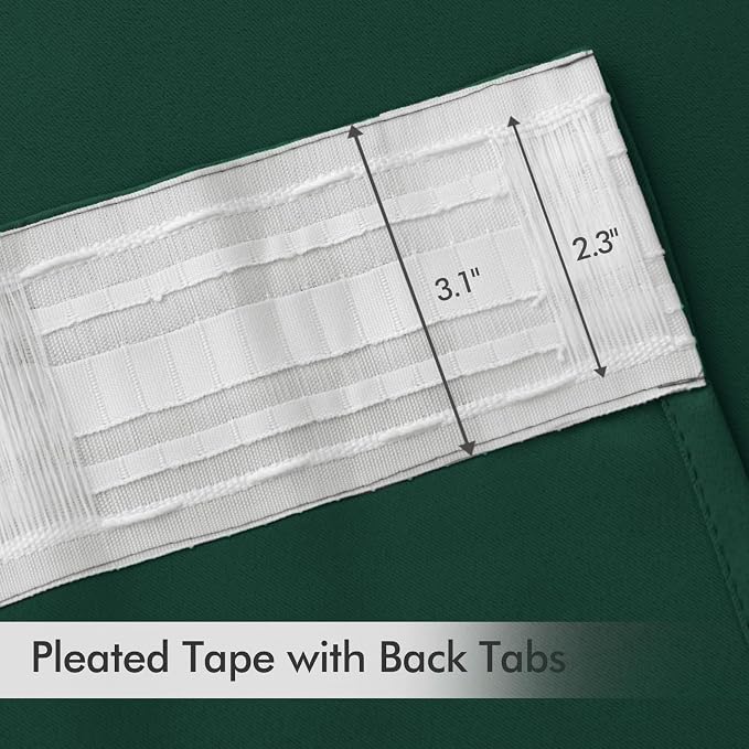 MIULEE Christmas Hunter Green Back Tab Blackout Curtains 102 Inch Long 2 Panels - Image 4