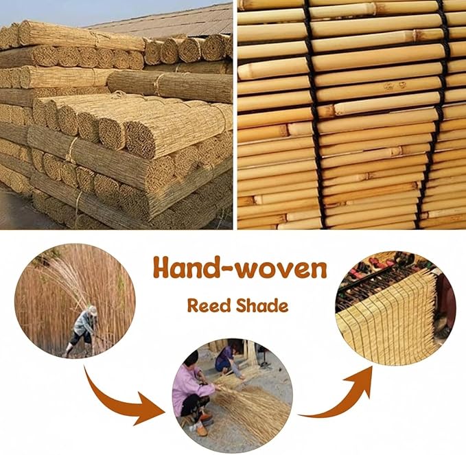 Bamboo Roman Shades for Windows 27 inch 30 inch 34 inch 46 inch Cordless Bamboo - Image 6