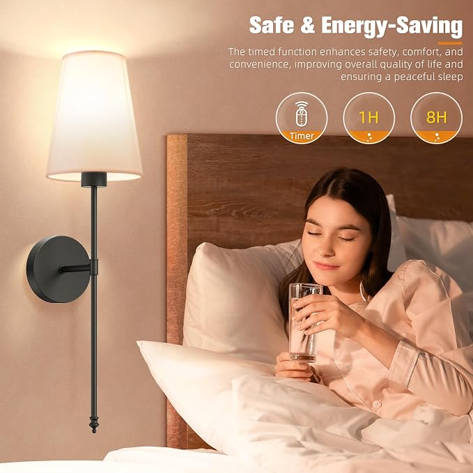 NIORSUN 25.4 inch Battery Operated Wall Sconce Set of 2, 9 Colors Wireless - Image 6