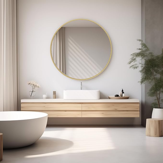 Sweetcrispy 36in Gold Round Bathroom Mirrors - Image 5