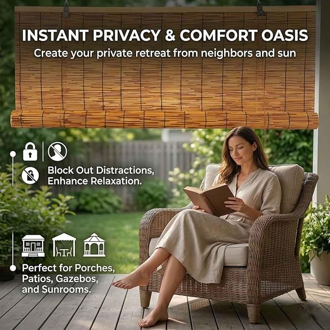 Bamboo Roller Shades for Outdoor Patio - Image 4