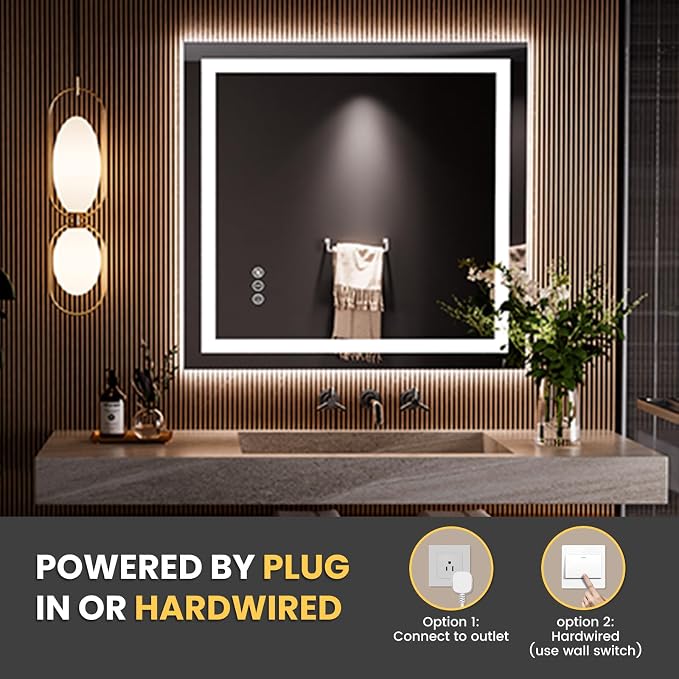 LOAAO 36"x34" LED Bathroom Mirror - Image 6