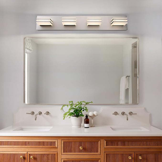 4-Light LED Brushed Nickel Vanity Lights - Image 4