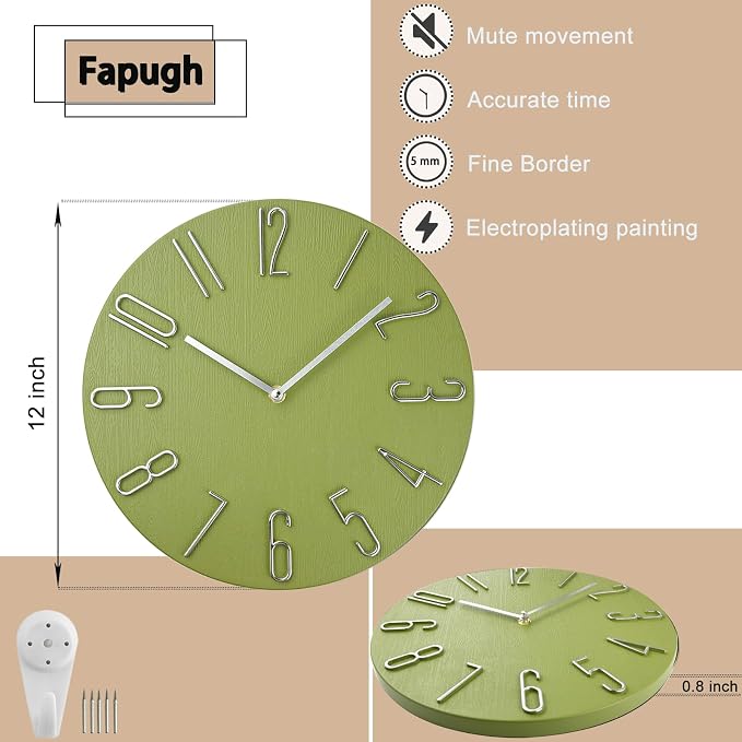 Wall Clock, Silent Clock, Wall Clocks Battery Operated， 12 inch Modern Wall - Image 2