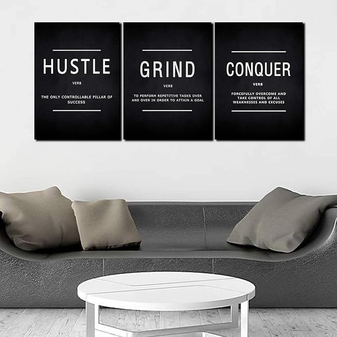 KAWAHONE Grind Hustle Conquer Success Wall Art, Motivation Canvas Wall Decor - Image 9