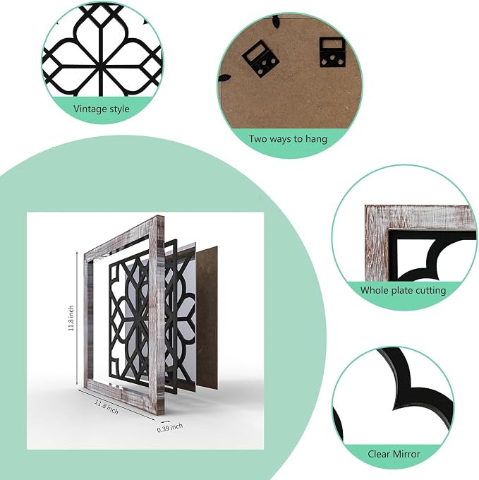 ZEXUIRU 4 Set. Rustic Wall Mirrors - Image 6