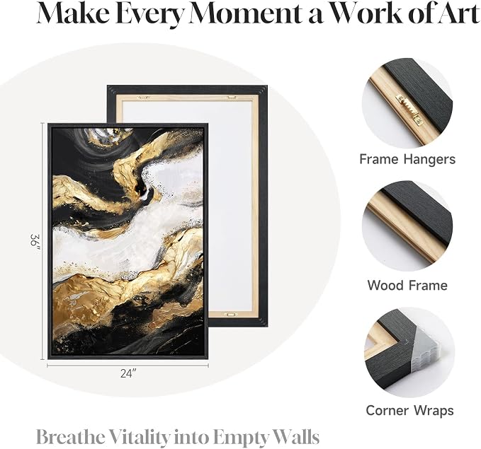 Framed Gold Abstract Wall Art Set of 2 - Image 6