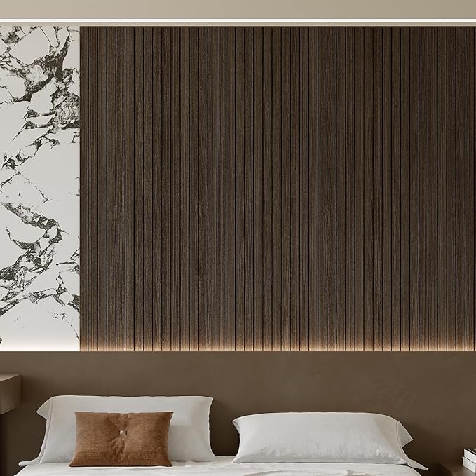 Yutianli PVC Slat Wall Panel Peel and Stick 236"x 15.7" Faux Wood Slat Panel - Image 3