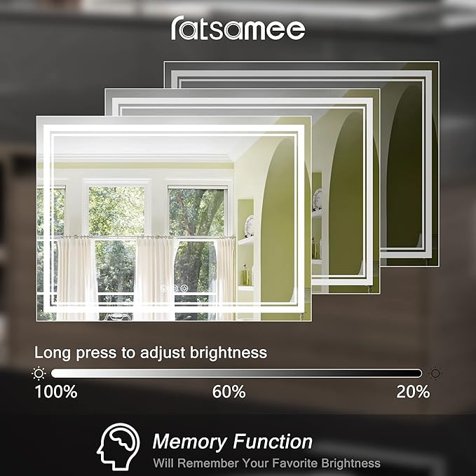 Ratsamee 40x32 Inch Led Mirror for Bathroom - Image 5