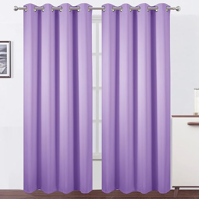 LEMOMO Blackout Curtains 66 x 95 inch/Lavender Curtains Set of 2 Panels/Thermal by Lemomo