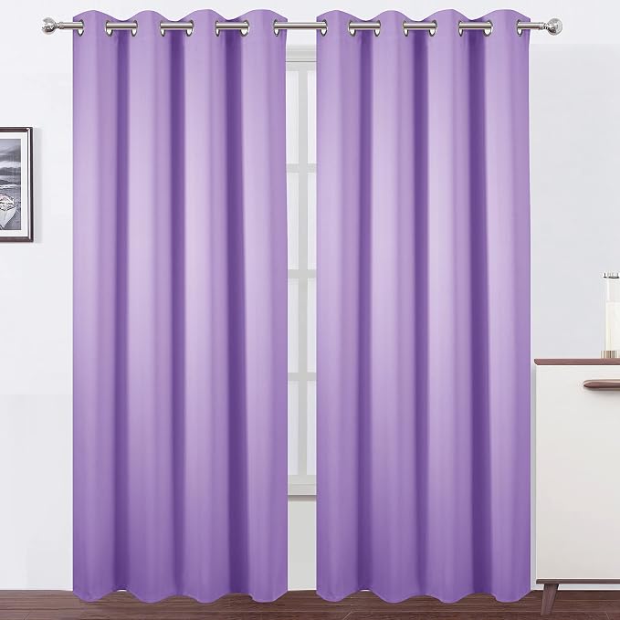 LEMOMO Blackout Curtains 66 x 84 inch/Lavender Curtains Set of 2 Panels/Thermal by Lemomo