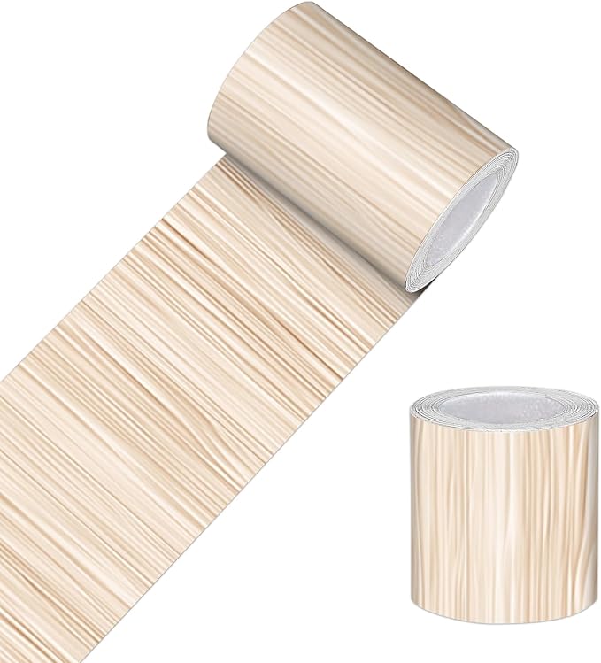 HOMETITUTE Wallpaper Border Peel and Stick Wall Border Beige Bamboo Texture by HOMETITUTE