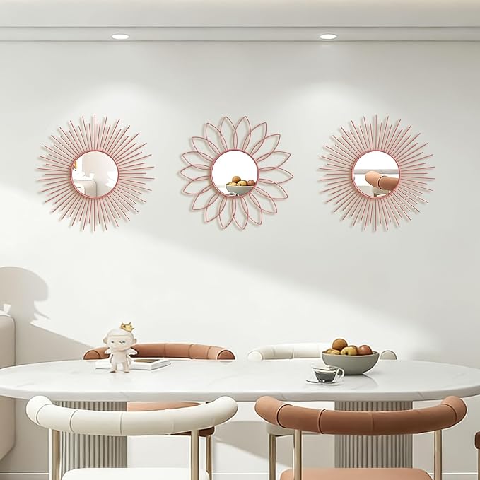 3 Pack Metal Mirrors for Wall Sunburst Wall Mirrors Home Décor Decorative - Image 7