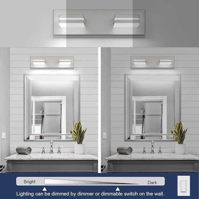 SineRise LED Modern Bathroom Vanity Light Fixtures, Brushed Nickel Modern - Image 5