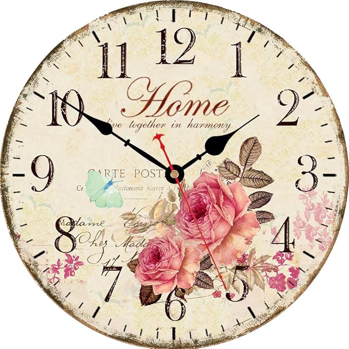 VIKMARI 14 Inch Wooden Wall Clock Art Hanging Clocks Silent Non-Ticking Wall by VIKMARIWallClock