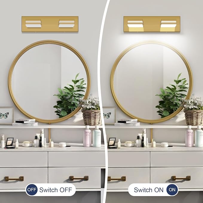 SineRise LED Modern Bathroom Vanity Light Fixtures, Brass Modern Acrylic - Image 8