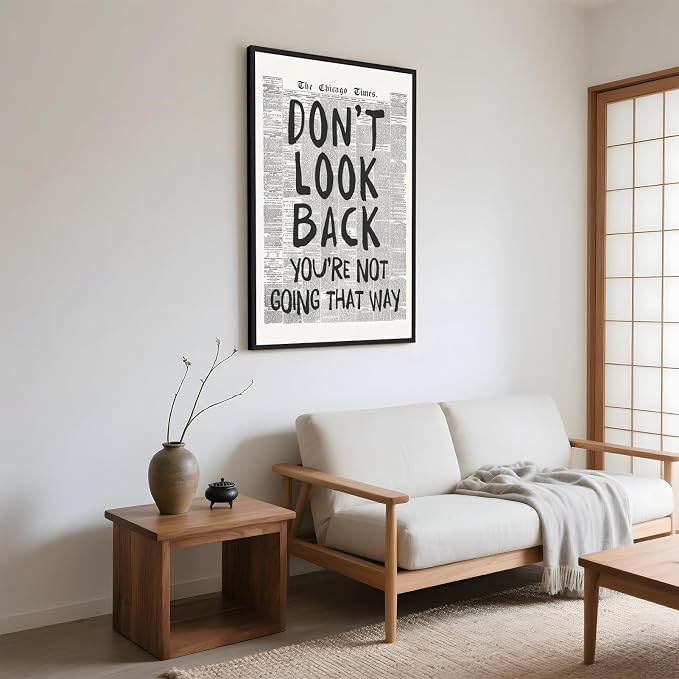 Framed Retro Newspaper Wall Art Trendy Black and White Poster Dont Look Back - Image 4